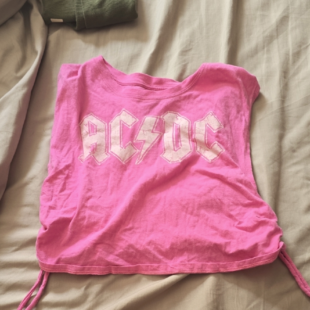 Pink AC/DC Graphic Crop Top
